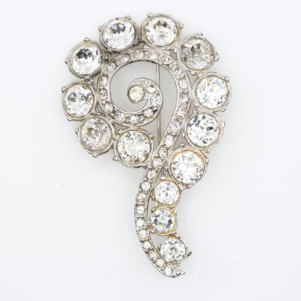 Vintage WWII Coro Question Mark Patented Fur Clips Set and Large Brooch 1940s